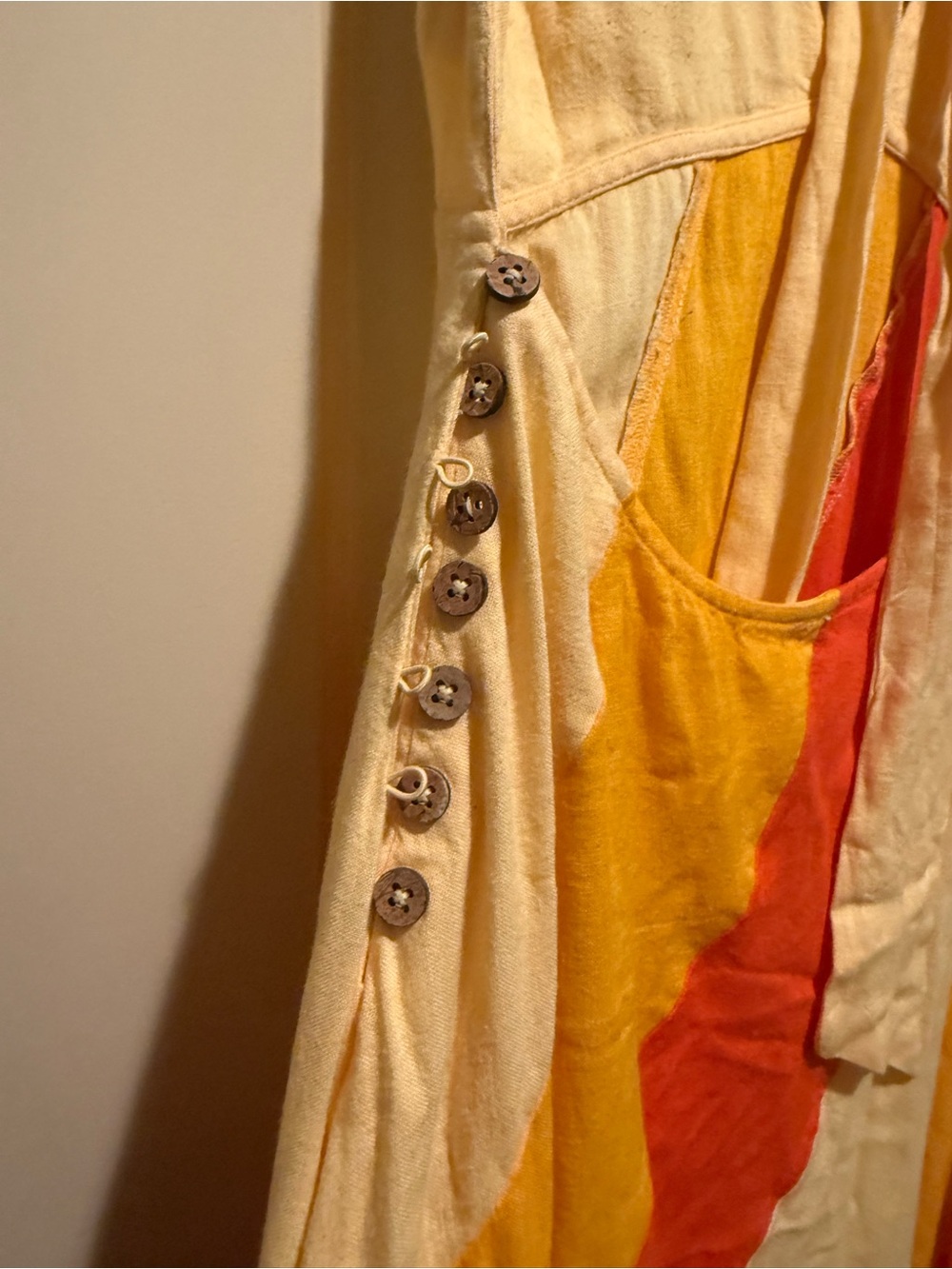 Free People Diagonal Stripe Halter Maxi Dress - Cream, Yellow & Orange - Picture 3 of 6